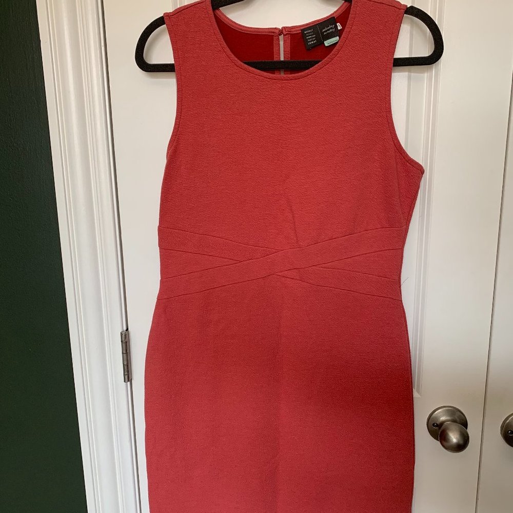 Anthropologie salmon/coral/pink stretch bodycon minidress size M
